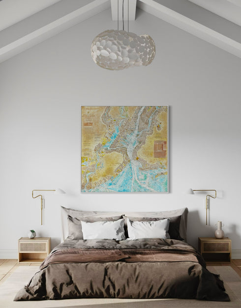New York Harbor Nautical Chart | Framed Giclee Print on Canvas